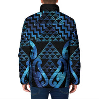Taniko Motifs Matariki New Zealand Padded Jacket NZ Niho Taniwha Poutama