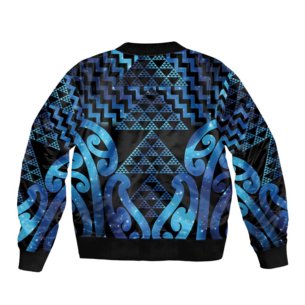 Taniko Motifs Matariki New Zealand Sleeve Zip Bomber Jacket NZ Niho Taniwha Poutama LT14 - Polynesian Pride