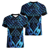 Taniko Motifs Matariki New Zealand Women V-Neck T-Shirt NZ Niho Taniwha Poutama