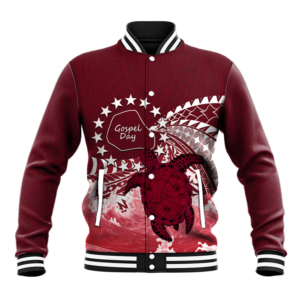 Cook Islands Mangaia Gospel Day Baseball Jacket Polynesian Art With Sea Turtle