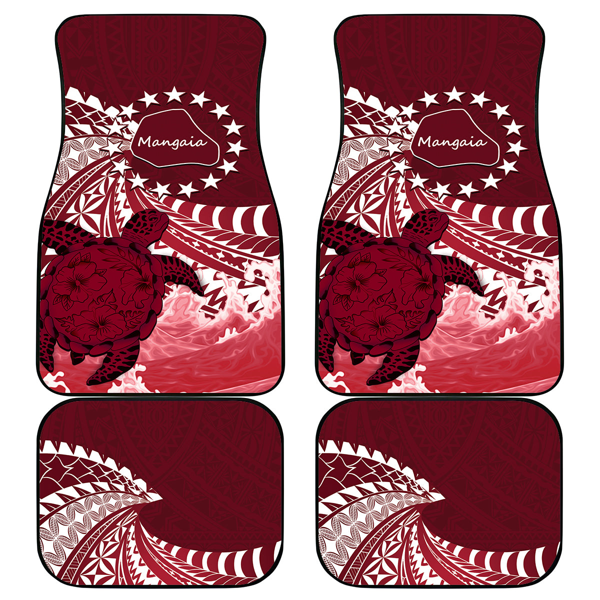 Cook Islands Mangaia Gospel Day Car Mats Polynesian Art With Sea Turtle