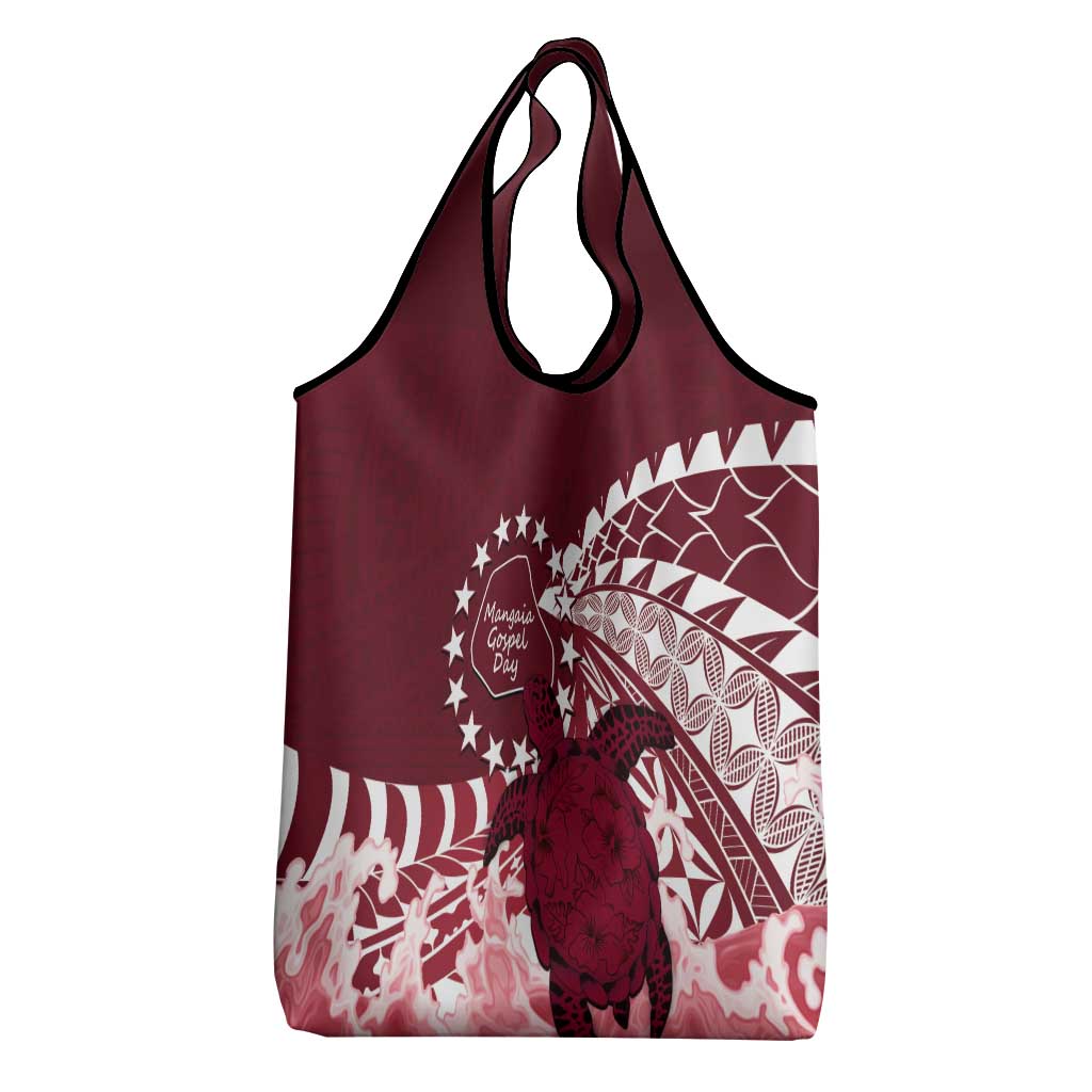 Cook Islands Mangaia Gospel Day Grocery Bag Polynesian Art With Sea Turtle
