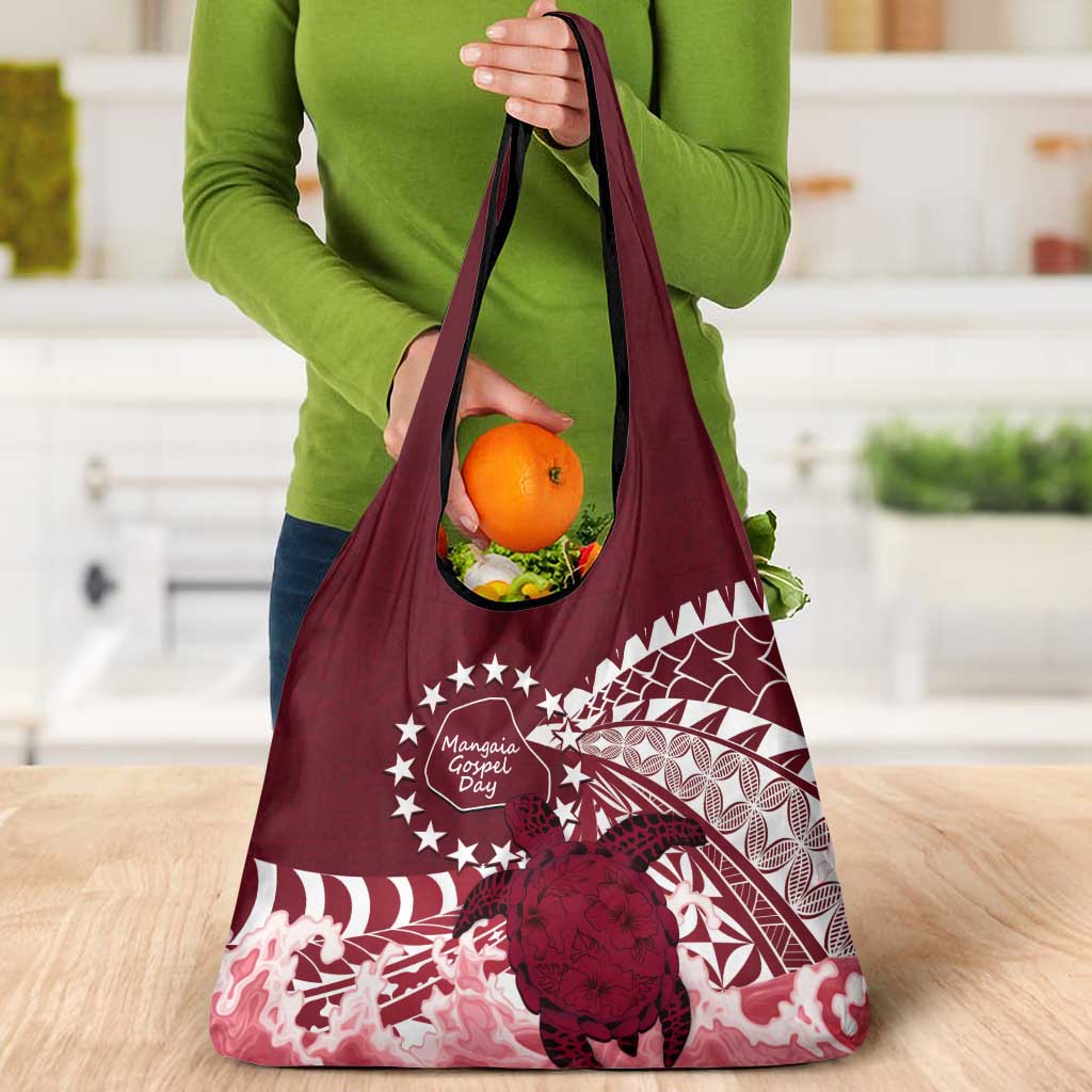Cook Islands Mangaia Gospel Day Grocery Bag Polynesian Art With Sea Turtle