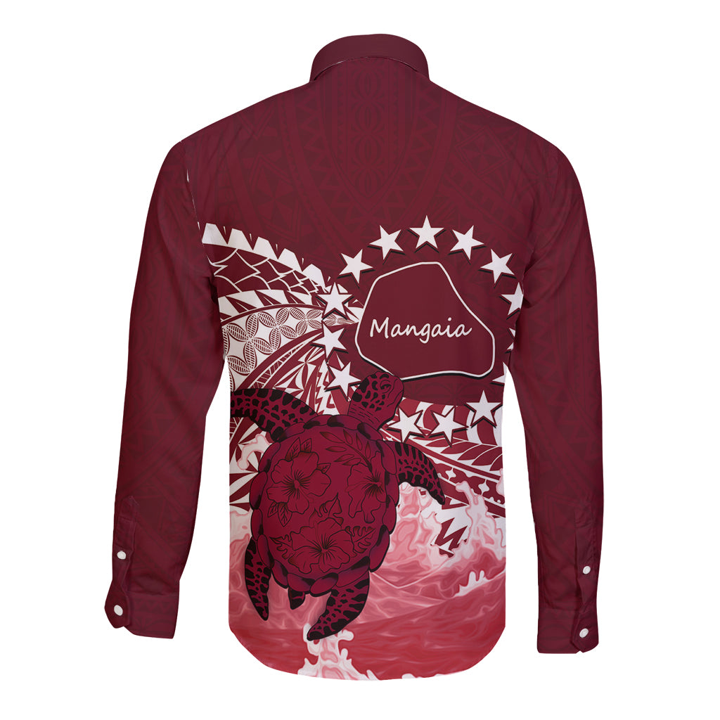 Cook Islands Mangaia Gospel Day Long Sleeve Button Shirt Polynesian Art With Sea Turtle