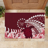 Cook Islands Mangaia Gospel Day Rubber Doormat Polynesian Art With Sea Turtle