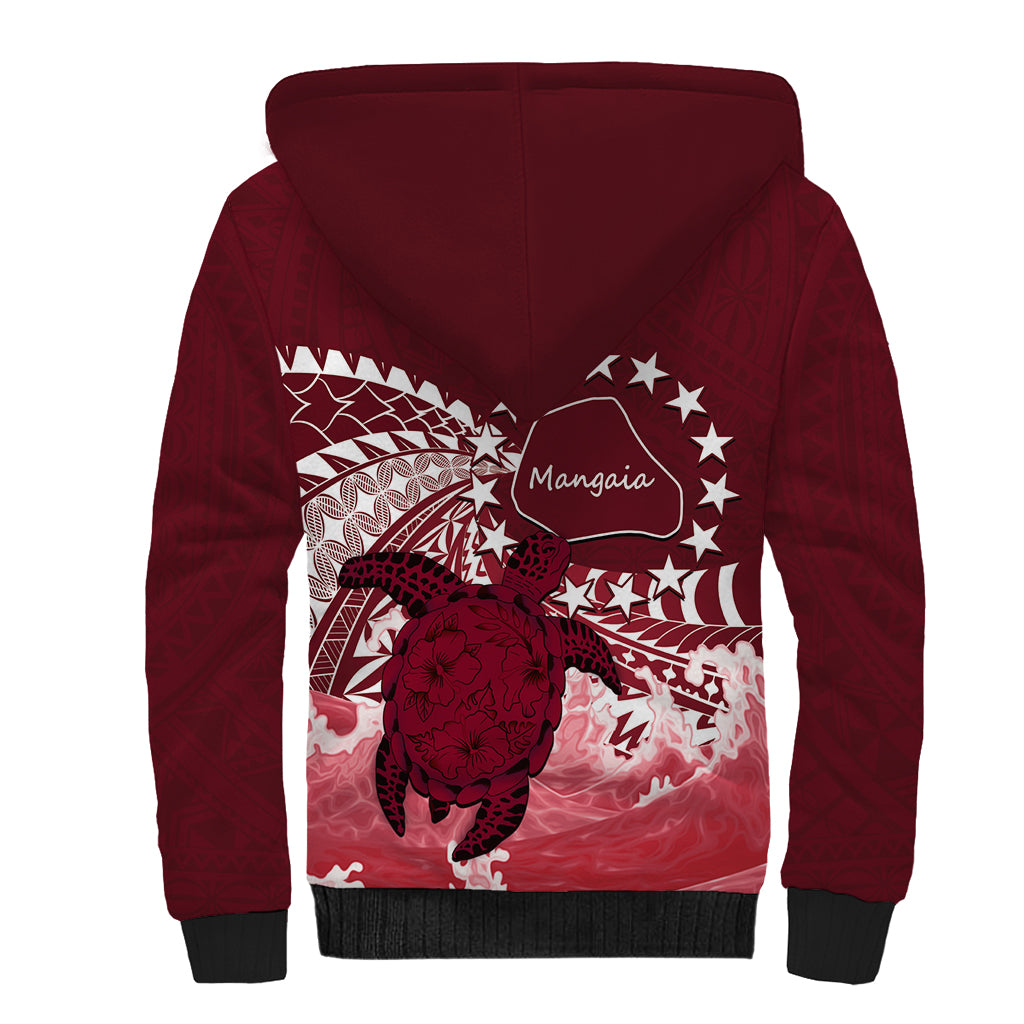 Cook Islands Mangaia Gospel Day Sherpa Hoodie Polynesian Art With Sea Turtle