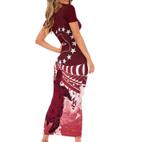 Cook Islands Mangaia Gospel Day Short Sleeve Bodycon Dress Polynesian Art With Sea Turtle