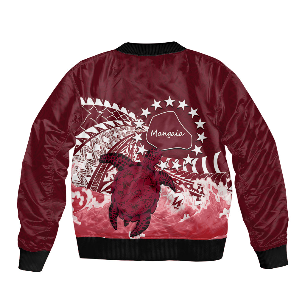 Cook Islands Mangaia Gospel Day Sleeve Zip Bomber Jacket Polynesian Art With Sea Turtle