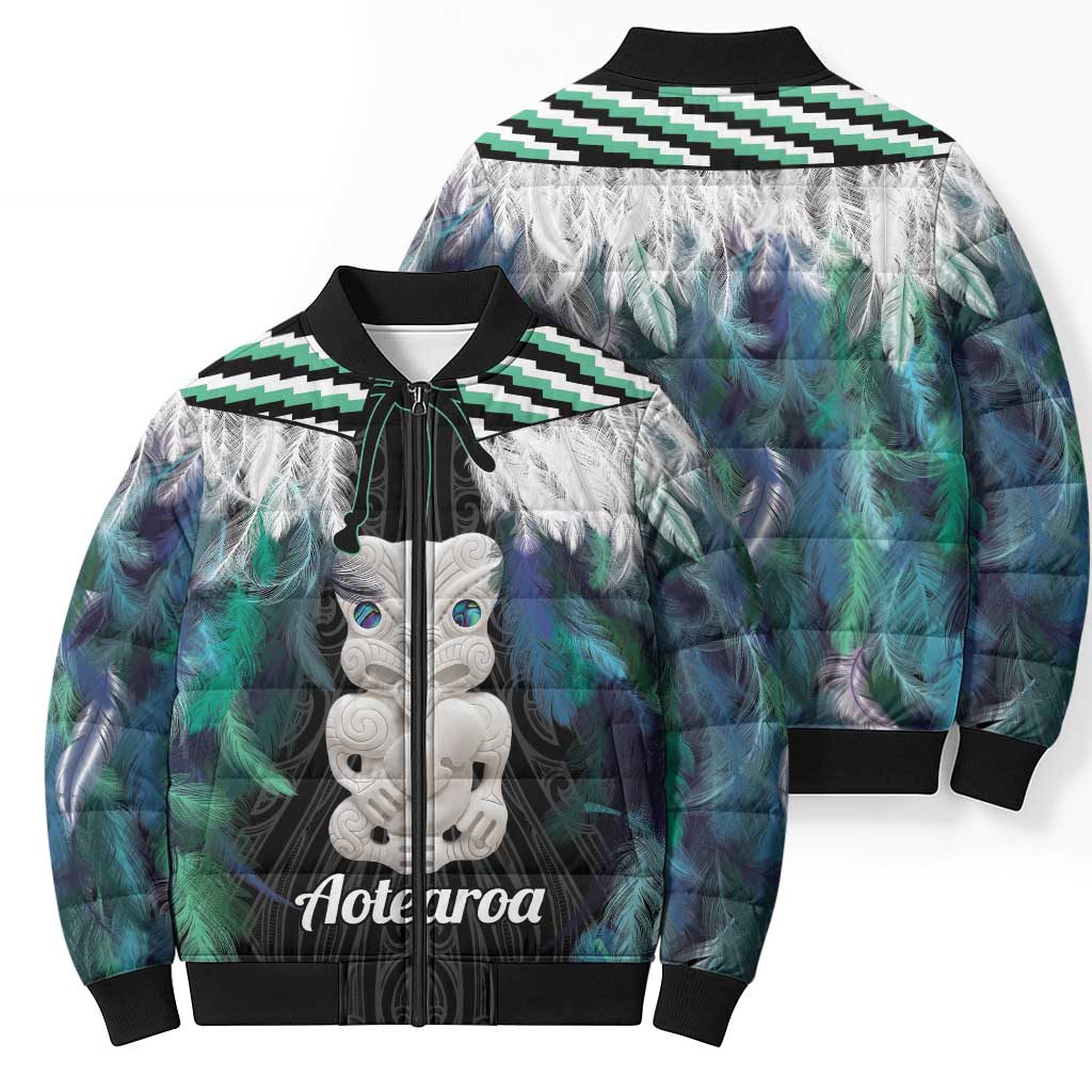Aotearoa Korowai Motif Bomber Puffer Jacket Hei Tiki Poutama Maori Pattern LT14 - Polynesian Pride