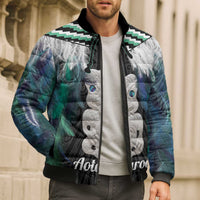 Aotearoa Korowai Motif Bomber Puffer Jacket Hei Tiki Poutama Maori Pattern LT14 - Polynesian Pride