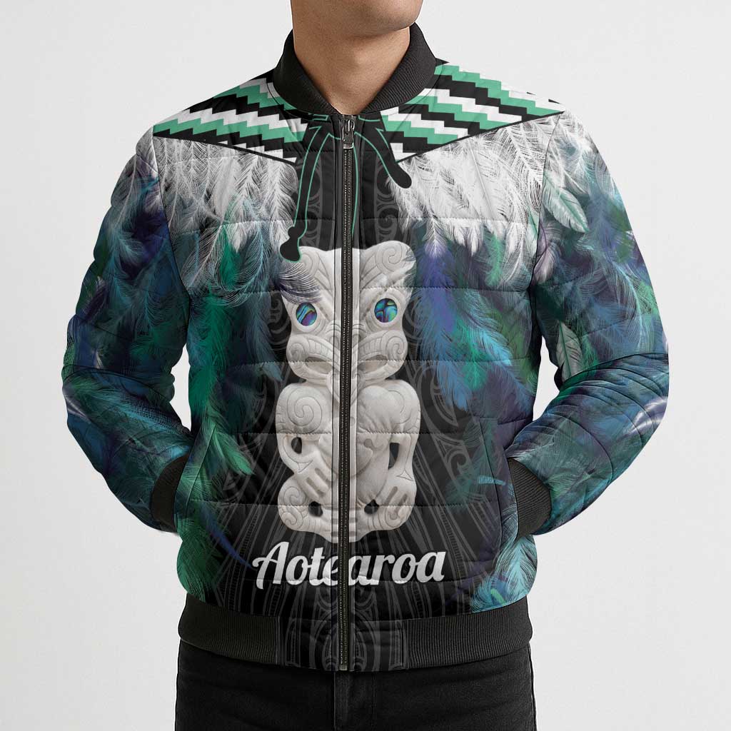 Aotearoa Korowai Motif Bomber Puffer Jacket Hei Tiki Poutama Maori Pattern LT14 - Polynesian Pride
