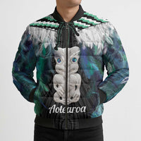 Aotearoa Korowai Motif Bomber Puffer Jacket Hei Tiki Poutama Maori Pattern LT14 - Polynesian Pride