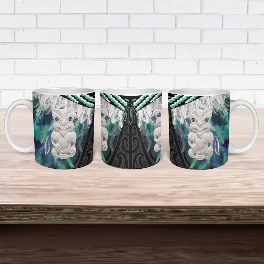 Aotearoa Korowai Motif Ceramic Mug Hei Tiki Poutama Maori Pattern - Polynesian Pride