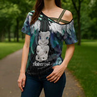 Aotearoa Korowai Motif Cross Shoulder Shirt Hei Tiki Poutama Maori Pattern LT14 - Polynesian Pride