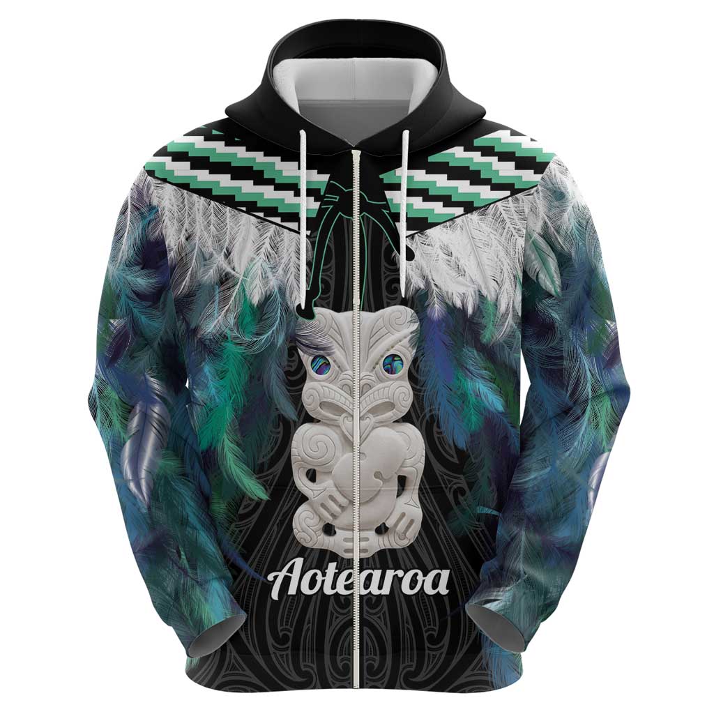 Aotearoa Korowai Motif Hoodie Hei Tiki Poutama Maori Pattern