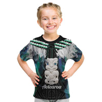 Aotearoa Korowai Motif Kid T Shirt Hei Tiki Poutama Maori Pattern