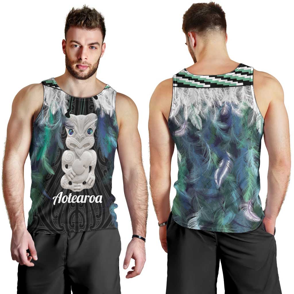 Aotearoa Korowai Motif Men Tank Top Hei Tiki Poutama Maori Pattern