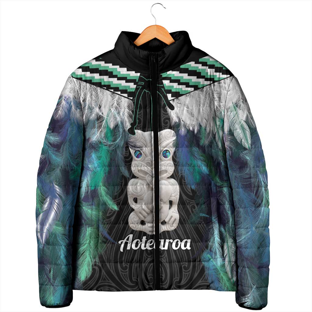 Aotearoa Korowai Motif Padded Jacket Hei Tiki Poutama Maori Pattern LT14 - Polynesian Pride