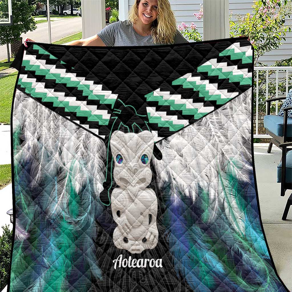 Aotearoa Korowai Motif Quilt Hei Tiki Poutama Maori Pattern LT14 Turquoise - Polynesian Pride
