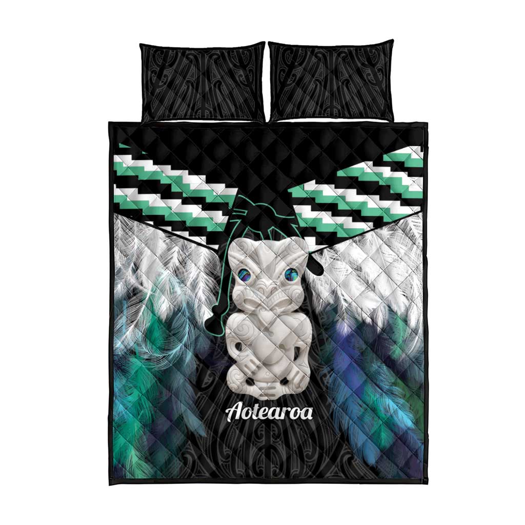 Aotearoa Korowai Motif Quilt Bed Set Hei Tiki Poutama Maori Pattern