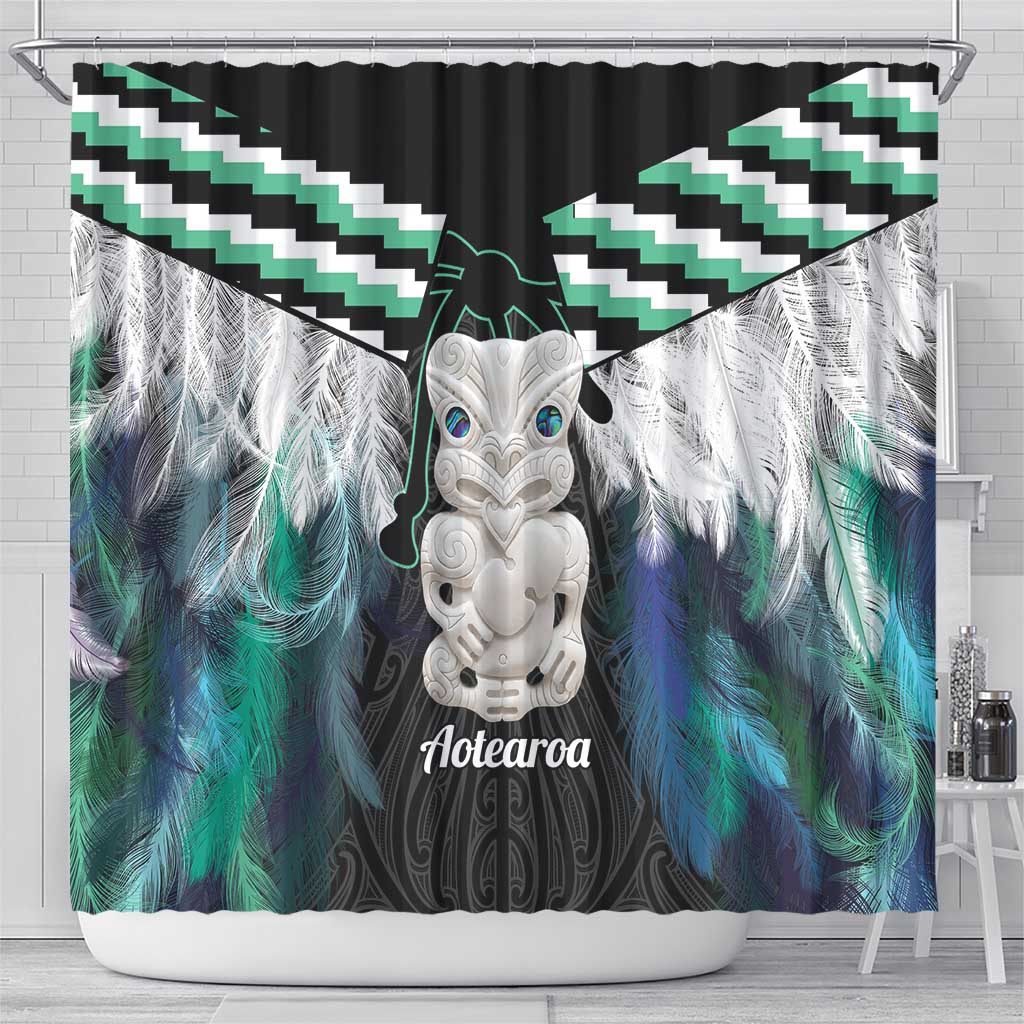 Aotearoa Korowai Motif Shower Curtain Hei Tiki Poutama Maori Pattern LT14 - Polynesian Pride