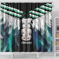 Aotearoa Korowai Motif Shower Curtain Hei Tiki Poutama Maori Pattern LT14 - Polynesian Pride