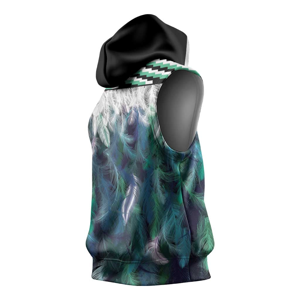 Aotearoa Korowai Motif Sleeveless Hoodie Hei Tiki Poutama Maori Pattern LT14 - Polynesian Pride