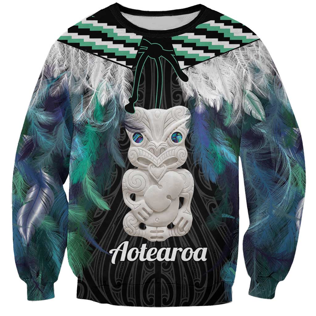 Aotearoa Korowai Motif Sweatshirt Hei Tiki Poutama Maori Pattern