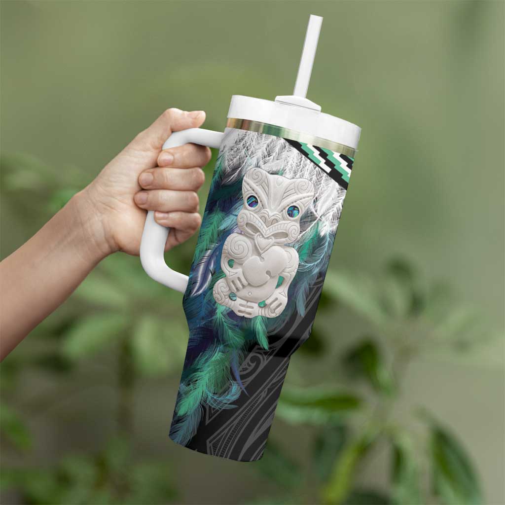 Aotearoa Korowai Motif Tumbler With Handle Hei Tiki Poutama Maori Pattern