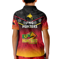 Papua New Guinea Rugby Kid Polo Shirt PNG Hunters Polynesian Black LT14 - Polynesian Pride
