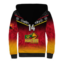 Personalised Papua New Guinea Rugby Sherpa Hoodie PNG Hunters Polynesian Black LT14 - Polynesian Pride