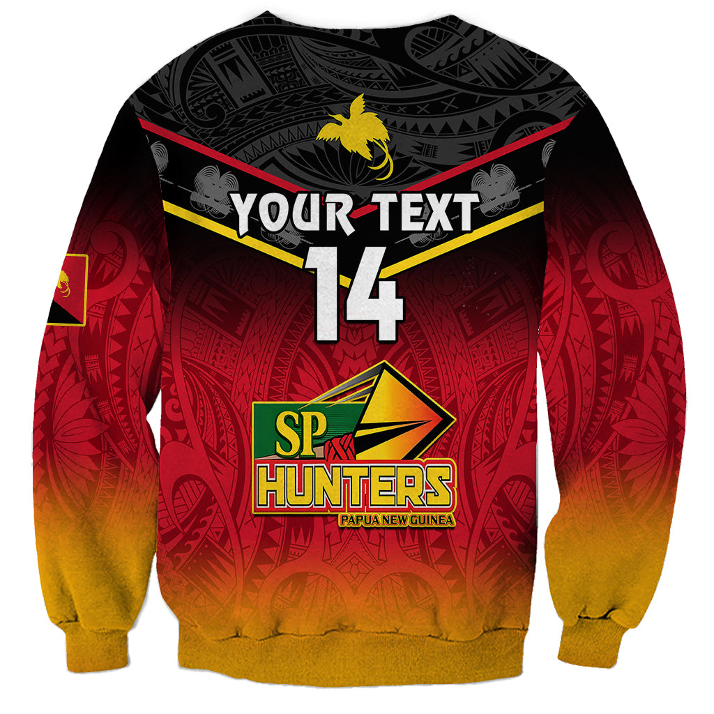 Personalised Papua New Guinea Rugby Sweatshirt PNG Hunters Polynesian Black LT14 - Polynesian Pride