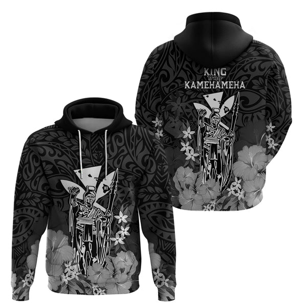 Personalised King Kamehameha Day Hawaii Wearable Blanket Hoodie Polynesia Tribal Kanaka And Hibiscus Purple LT14 main image 1