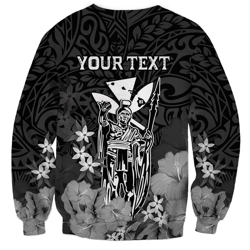 Personalised King Kamehameha Day Hawaii Sweatshirt Polynesia Tribal Kanaka And Hibiscus Black LT14 - Polynesian Pride