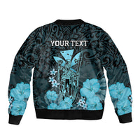 Personalised King Kamehameha Day Hawaii Bomber Jacket Polynesia Tribal Kanaka And Hibiscus Turquoise LT14 - Polynesian Pride