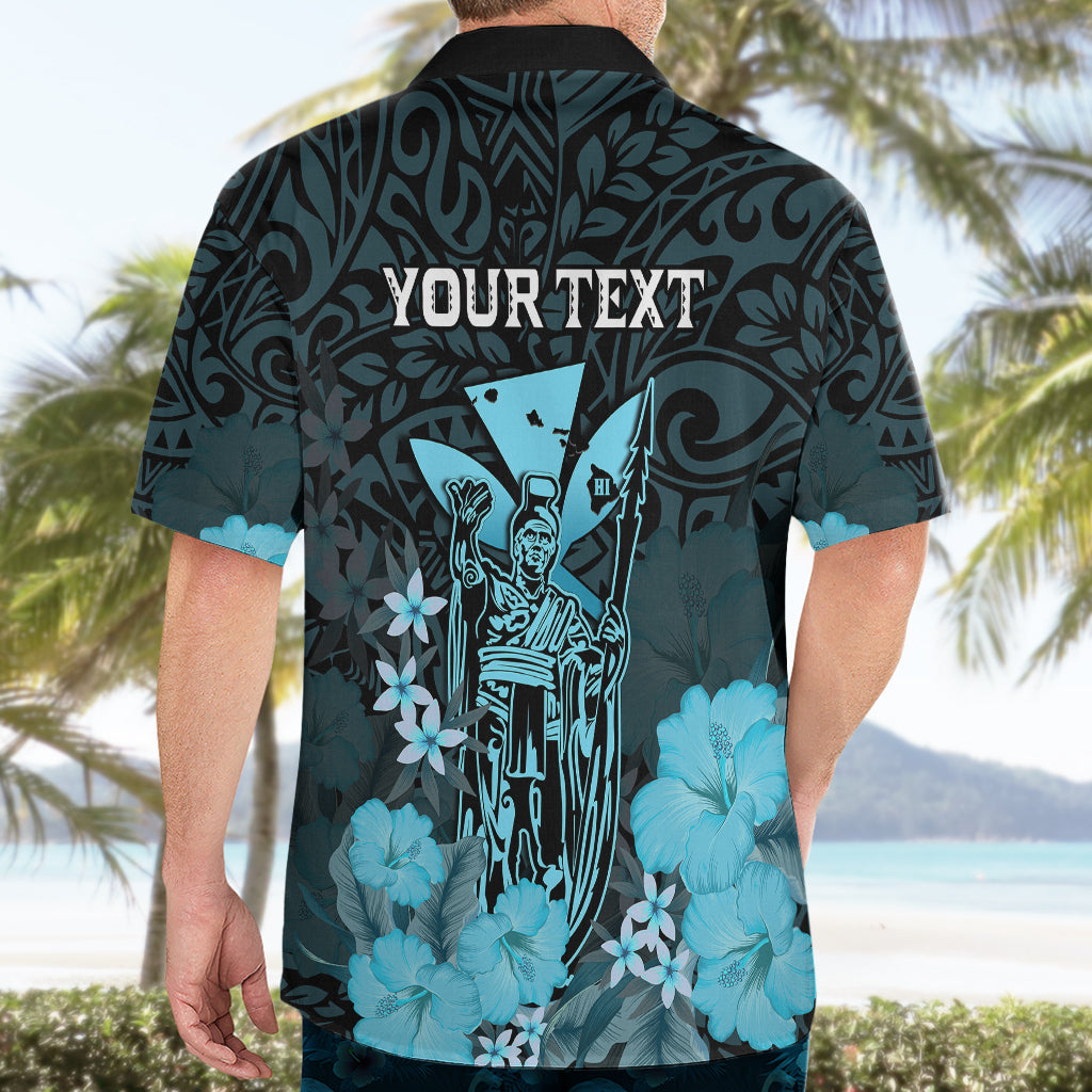 Personalised King Kamehameha Day Hawaii Hawaiian Shirt Polynesia Tribal Kanaka And Hibiscus Turquoise LT14 - Polynesian Pride
