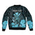 Personalised King Kamehameha Day Hawaii Sleeve Zip Bomber Jacket Polynesia Tribal Kanaka And Hibiscus Turquoise LT14 - Polynesian Pride