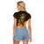 Polynesian Pride King Kamehameha Day Hawaii Raglan Cropped T Shirt Polynesia Tribal Kanaka And Hibiscus Gold LT14 - Polynesian Pride
