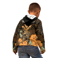 Personalised King Kamehameha Day Hawaii Kid Hoodie Polynesia Tribal Kanaka And Hibiscus Gold LT14 - Polynesian Pride