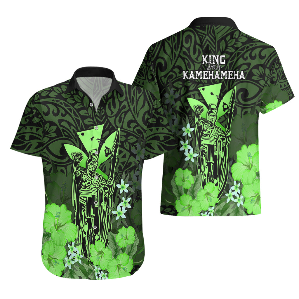 Polynesian Pride King Kamehameha Day Hawaii Hawaiian Shirt Polynesia Tribal Kanaka And Hibiscus Green LT14 - Polynesian Pride