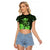 Polynesian Pride King Kamehameha Day Hawaii Raglan Cropped T Shirt Polynesia Tribal Kanaka And Hibiscus Green LT14 Female Green - Polynesian Pride