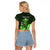 Personalised King Kamehameha Day Hawaii Raglan Cropped T Shirt Polynesia Tribal Kanaka And Hibiscus Green LT14 - Polynesian Pride