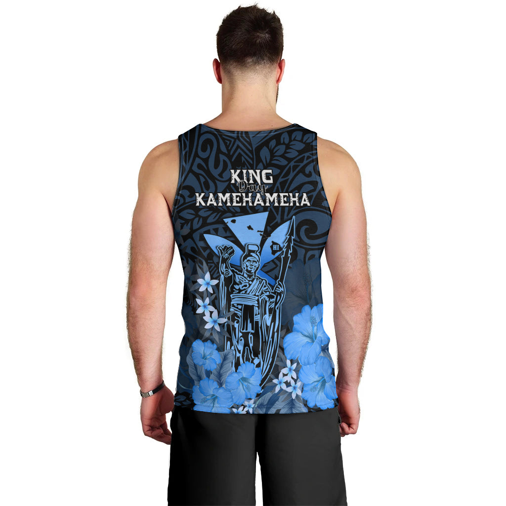 Polynesian Pride King Kamehameha Day Hawaii Men Tank Top Polynesia Tribal Kanaka And Hibiscus Blue LT14 - Polynesian Pride