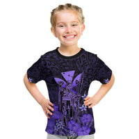 Polynesian Pride King Kamehameha Day Hawaii Kid T Shirt Polynesia Tribal Kanaka And Hibiscus Purple LT14 Purple - Polynesian Pride