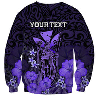 Personalised King Kamehameha Day Hawaii Sweatshirt Polynesia Tribal Kanaka And Hibiscus Purple LT14 - Polynesian Pride