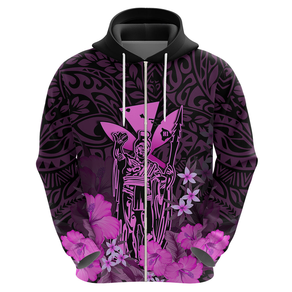 Polynesian Pride King Kamehameha Day Hawaii Hoodie Polynesia Tribal Kanaka and Hibiscus Pink LT14 - Polynesian Pride
