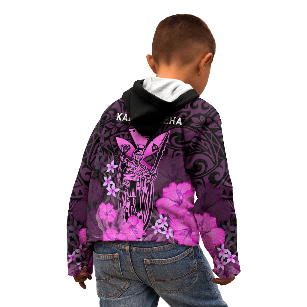 Polynesian Pride King Kamehameha Day Hawaii Kid Hoodie Polynesia Tribal Kanaka And Hibiscus Pink LT14 - Polynesian Pride