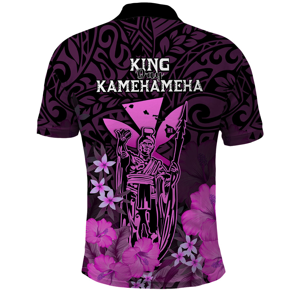 Polynesian Pride King Kamehameha Day Hawaii Polo Shirt Polynesia Tribal Kanaka and Hibiscus Pink LT14 - Polynesian Pride