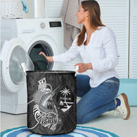 Guam Blue Marlin Fishing Laundry Basket Guahan Fish Hook Tattoo Black Version LT14 - Polynesian Pride