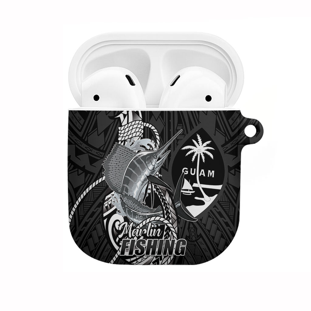 Guam Blue Marlin Fishing AirPods Case Guahan Fish Hook Tattoo Black Version LT14 Black - Polynesian Pride